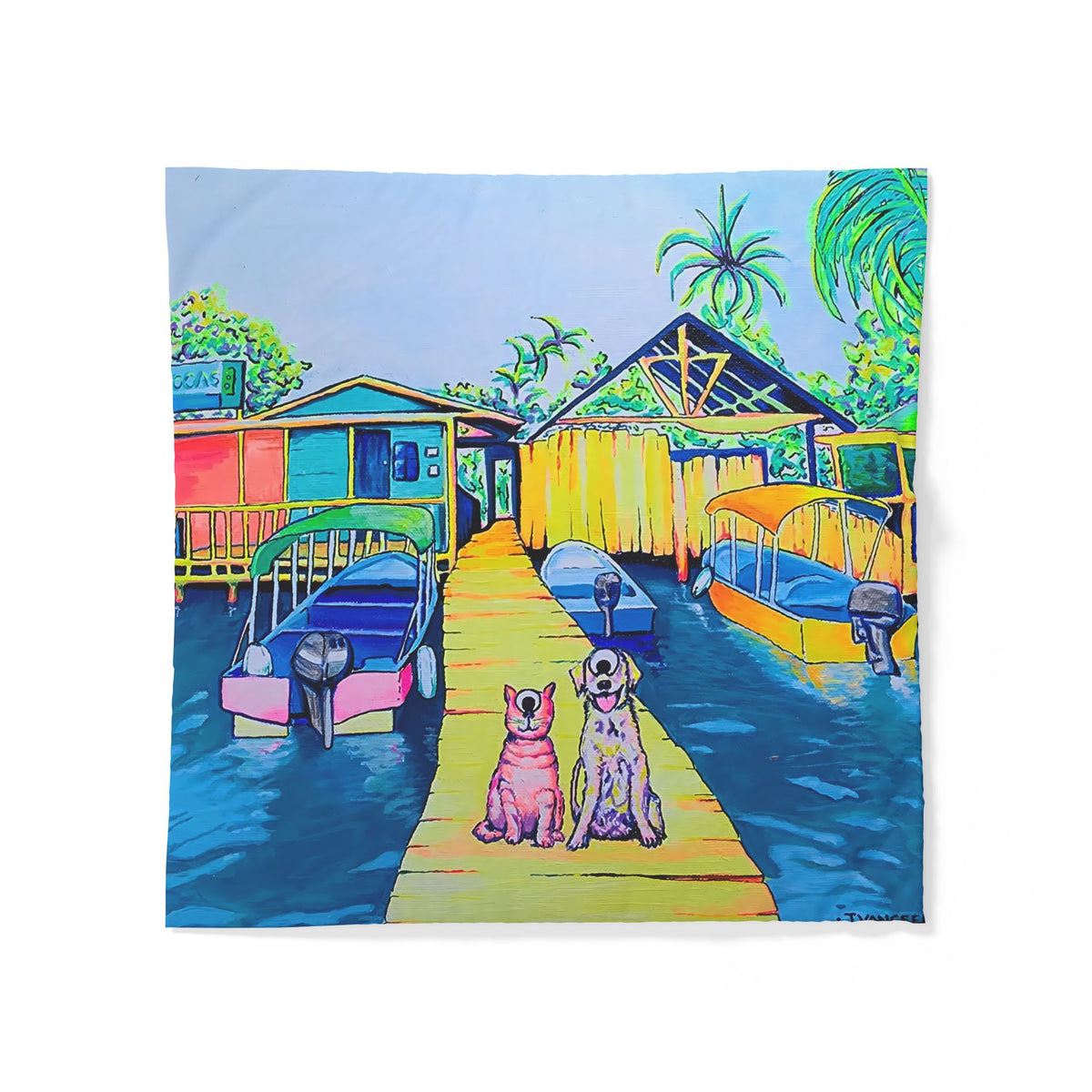 Cyclops Cat and Dog in Bocas Duvet Cover