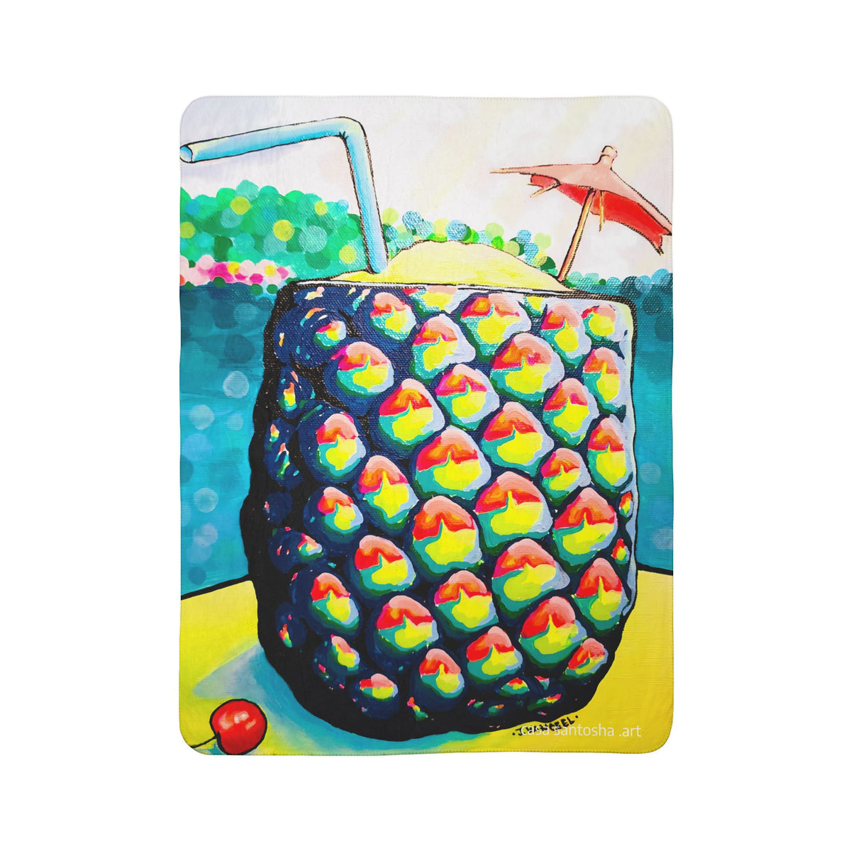 Neon Piña Colada Fleece Sherpa Blanket
