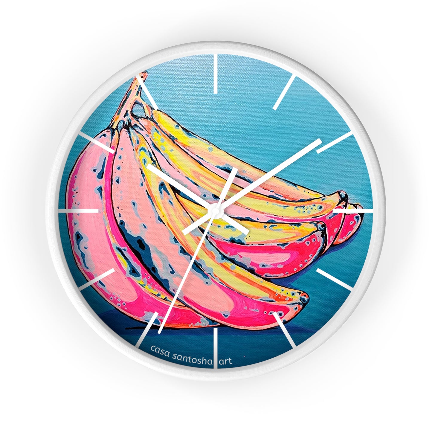 Neon Bananas Pop Art Wall Clock