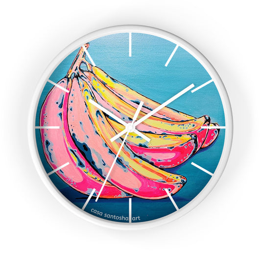 Neon Bananas Pop Art Wall Clock