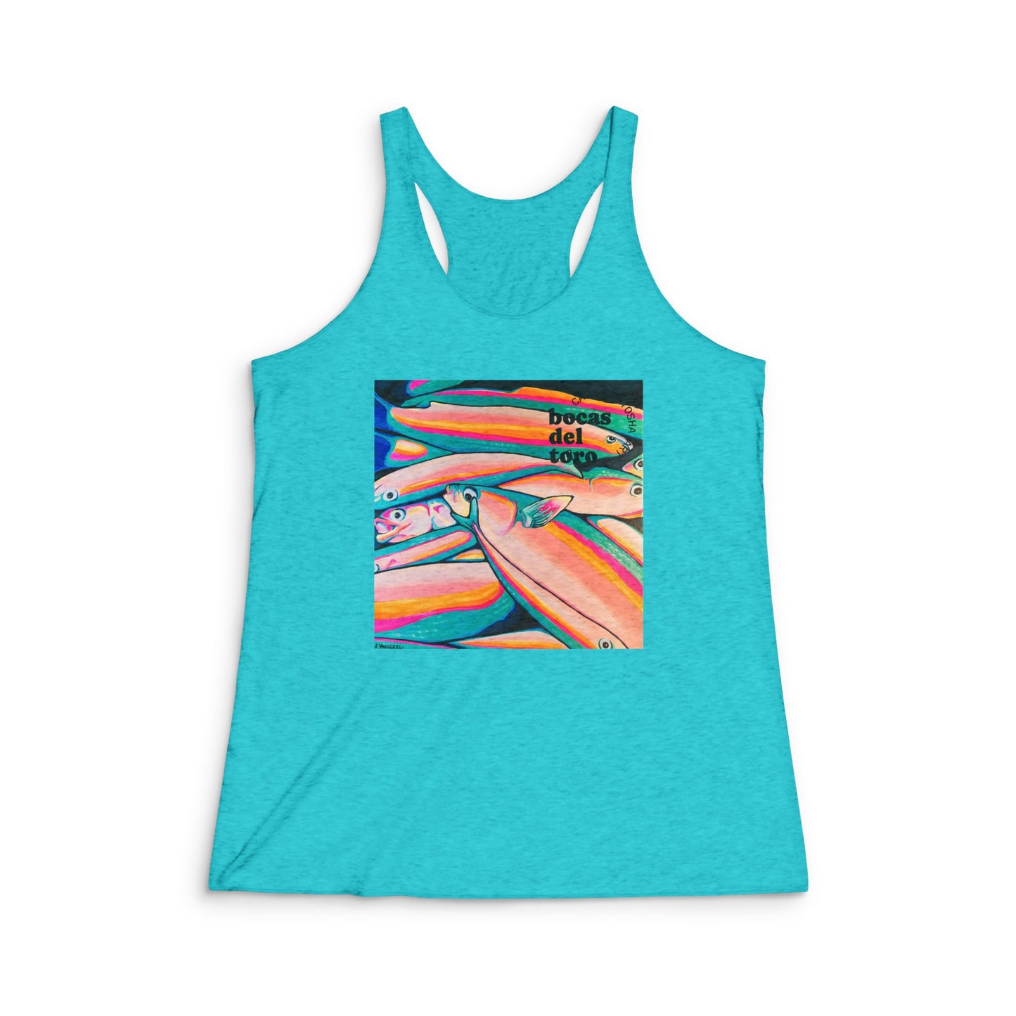 Women's Neon Fish Graphic Racerback Tank