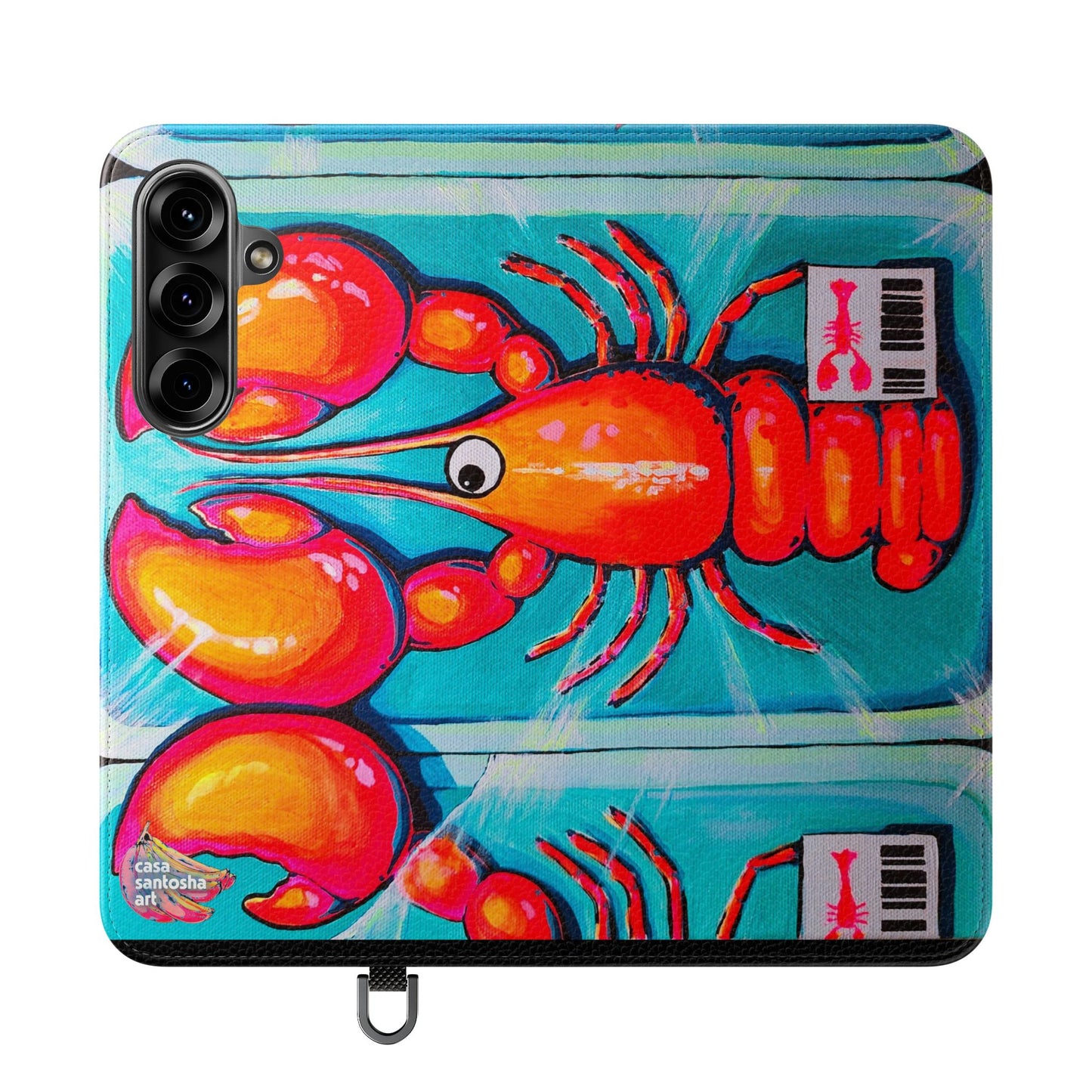 Neon Lobster Flip Phone Case – Wallet Cover with Card Slots