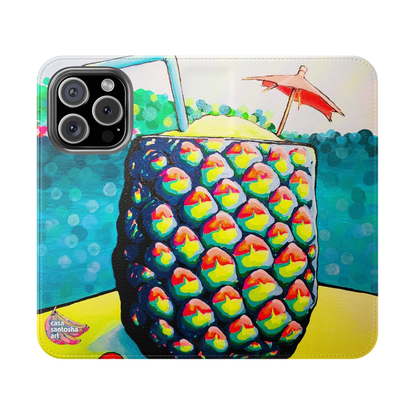 Neon Piña Colada Flip Phone Case – Wallet Cover with Card Slots