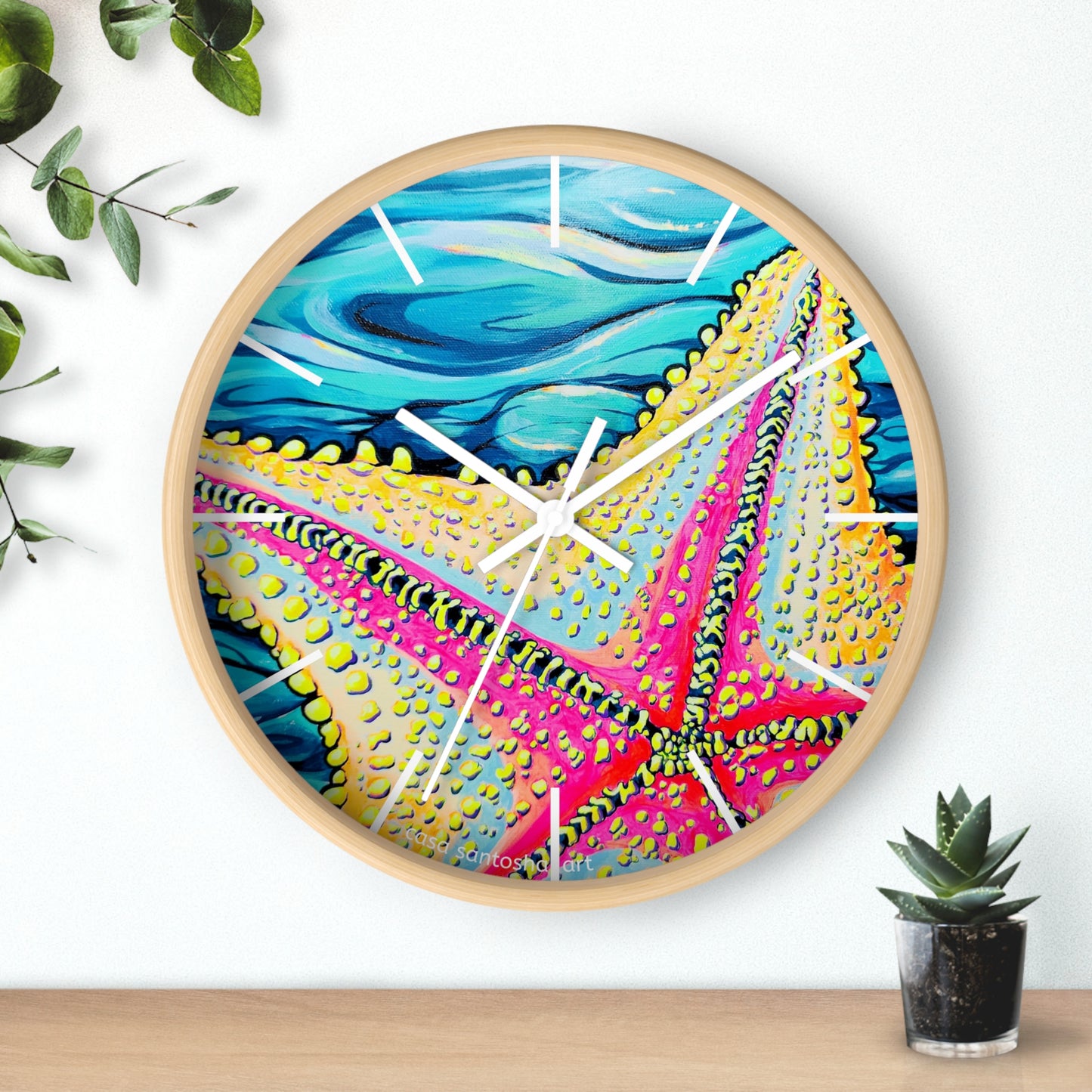 Starfish Beach Bocas Pop Art Wall Clock
