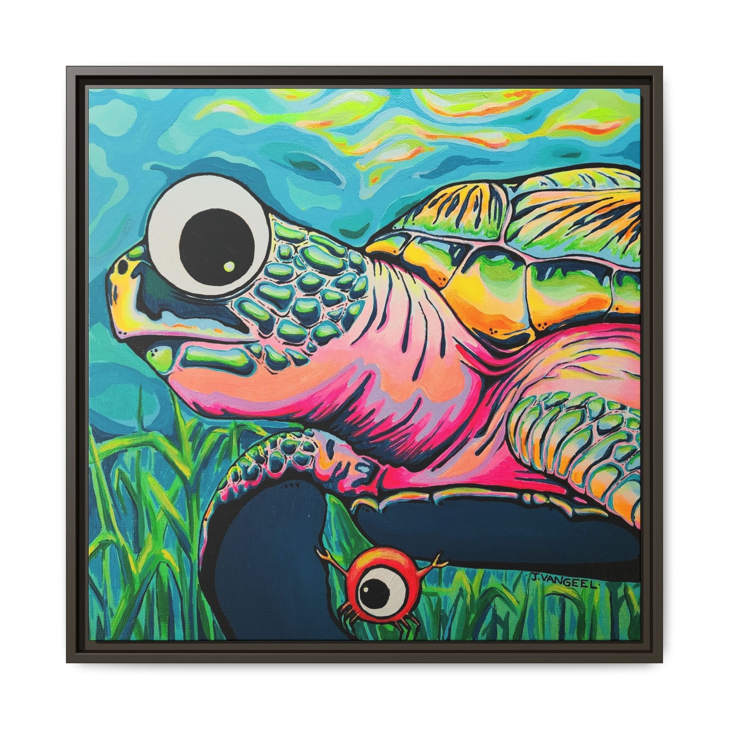 Framed Cyclops Turtle Canvas Print