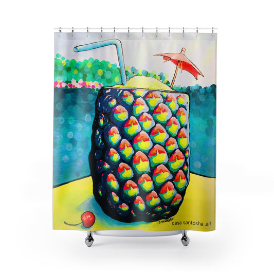 Neon Piña Colada Pop Art Shower Curtain