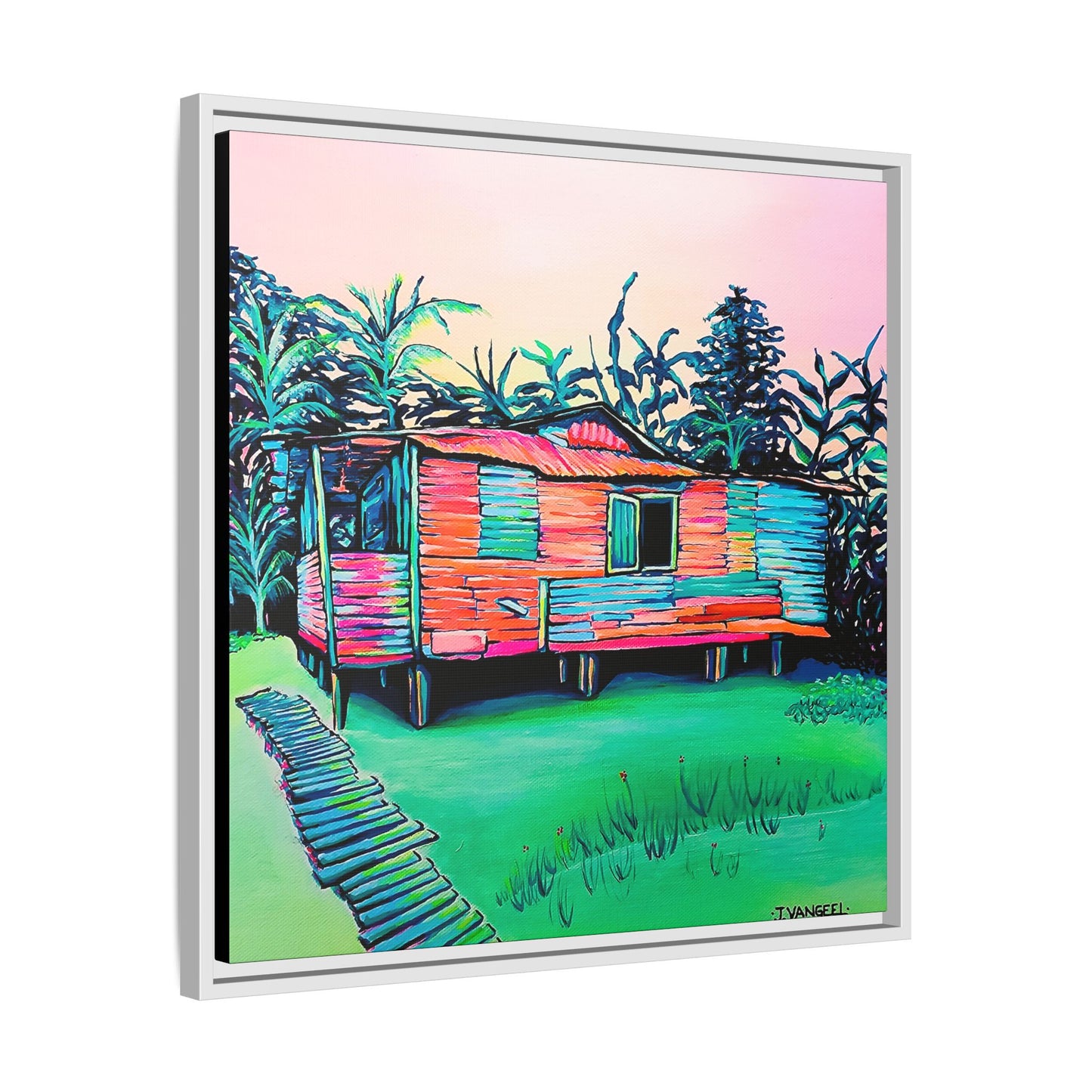 Framed Luis Russell House Bocas Canvas Print