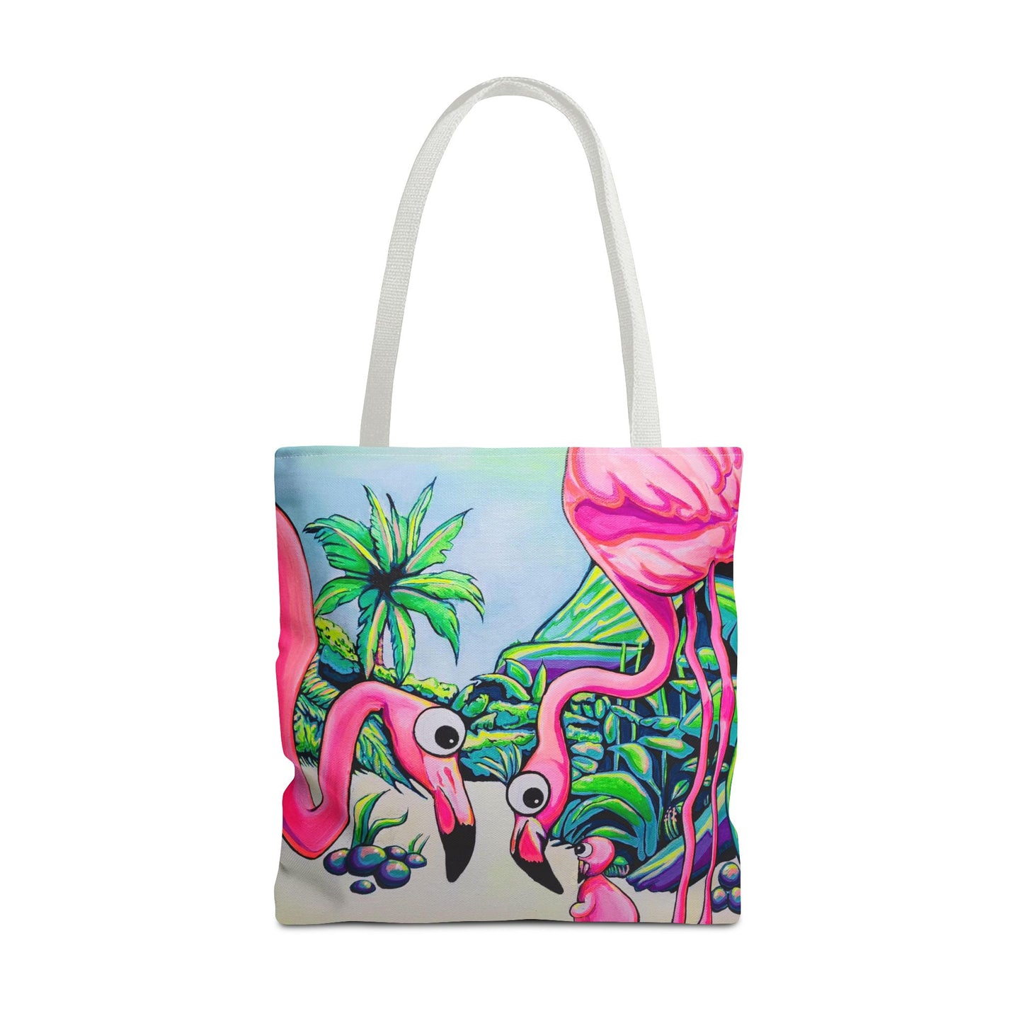 Premium Cyclops Flamingo Family Tote Bag, Original Artist Design, Reusable Shopping Tote,  Eco-Friendly