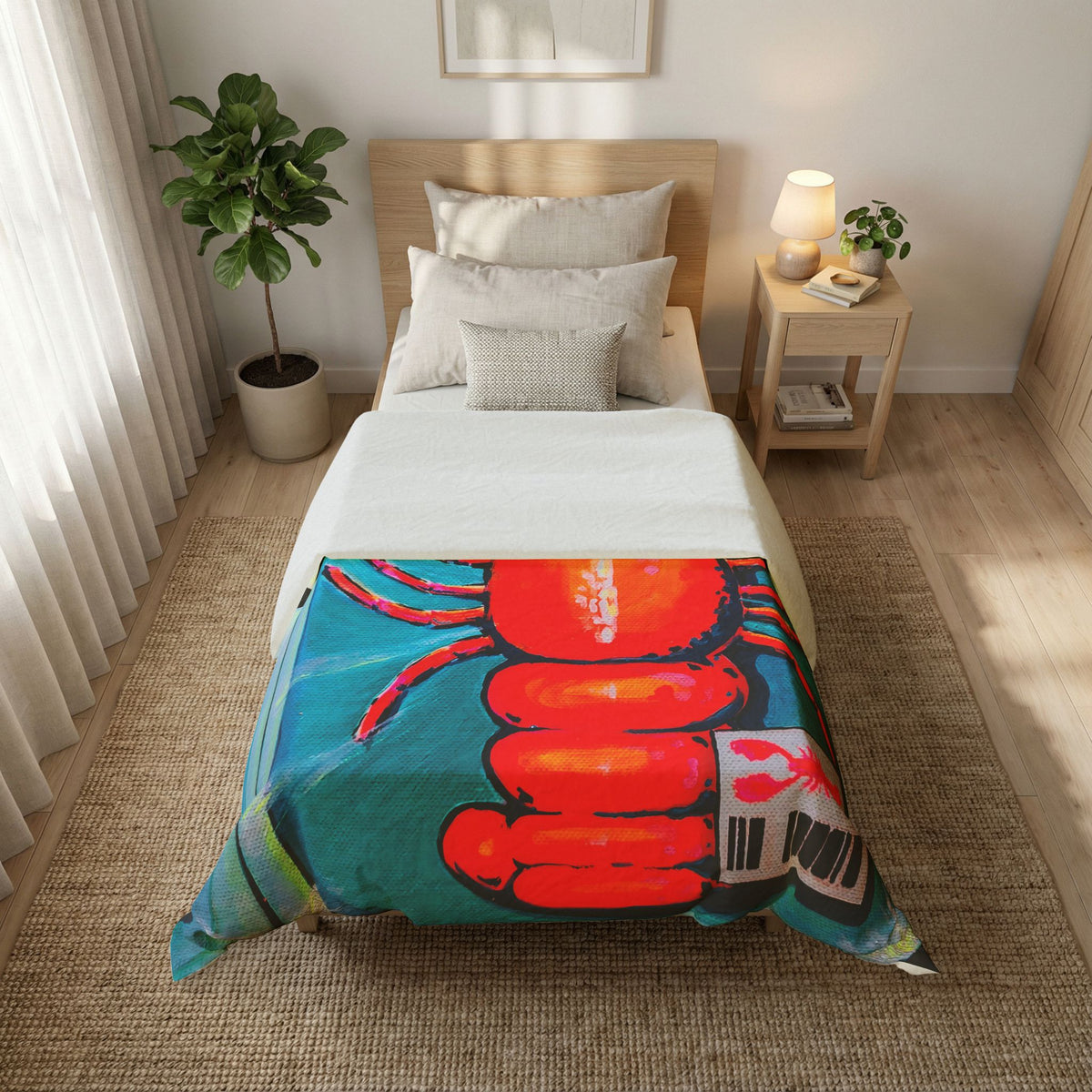 Neon Lobster Duvet Cover