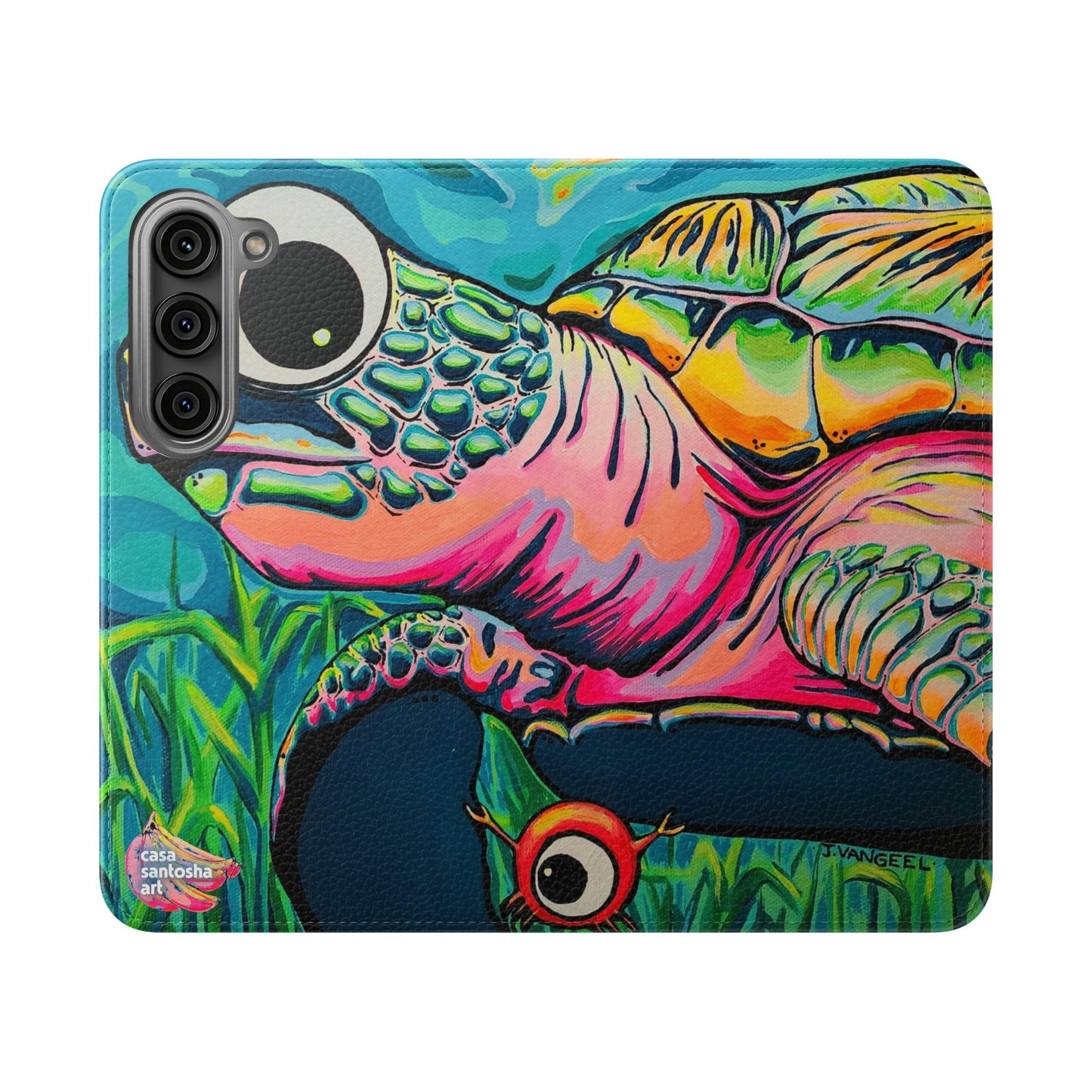 Cyclops Turtle Flip Phone Case – Wallet Cover with Card Slots
