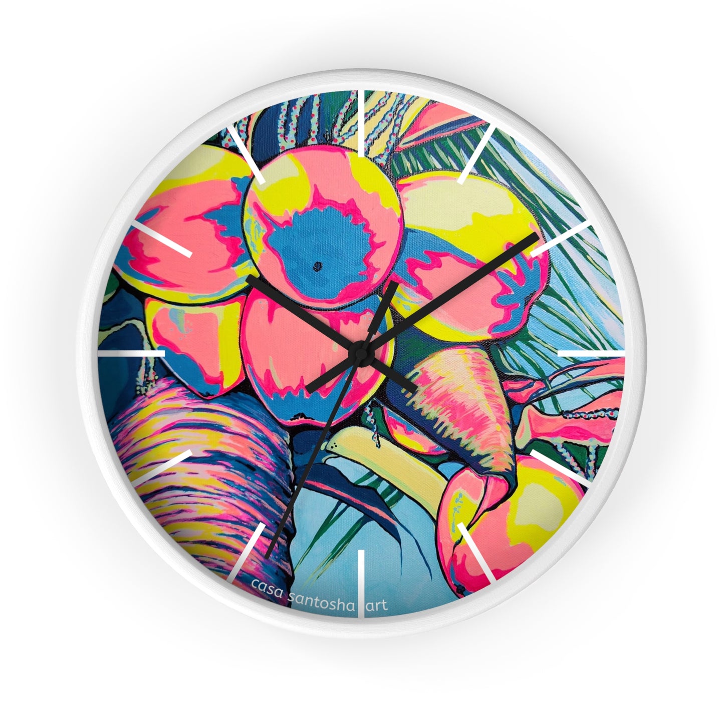 Neon Coconuts Pop Art Wall Clock