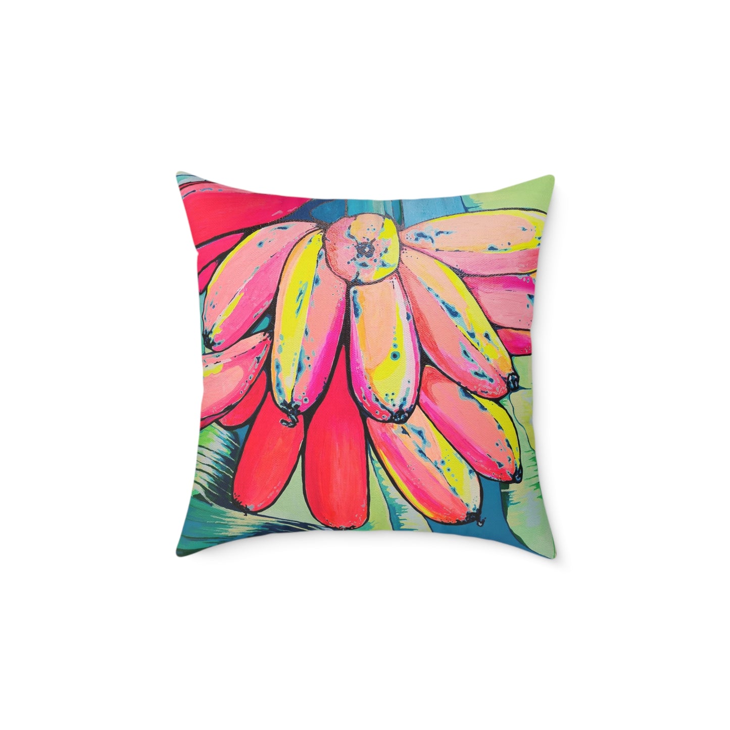 Neon Primitivo Bananas Art Canvas Decorative Pillow