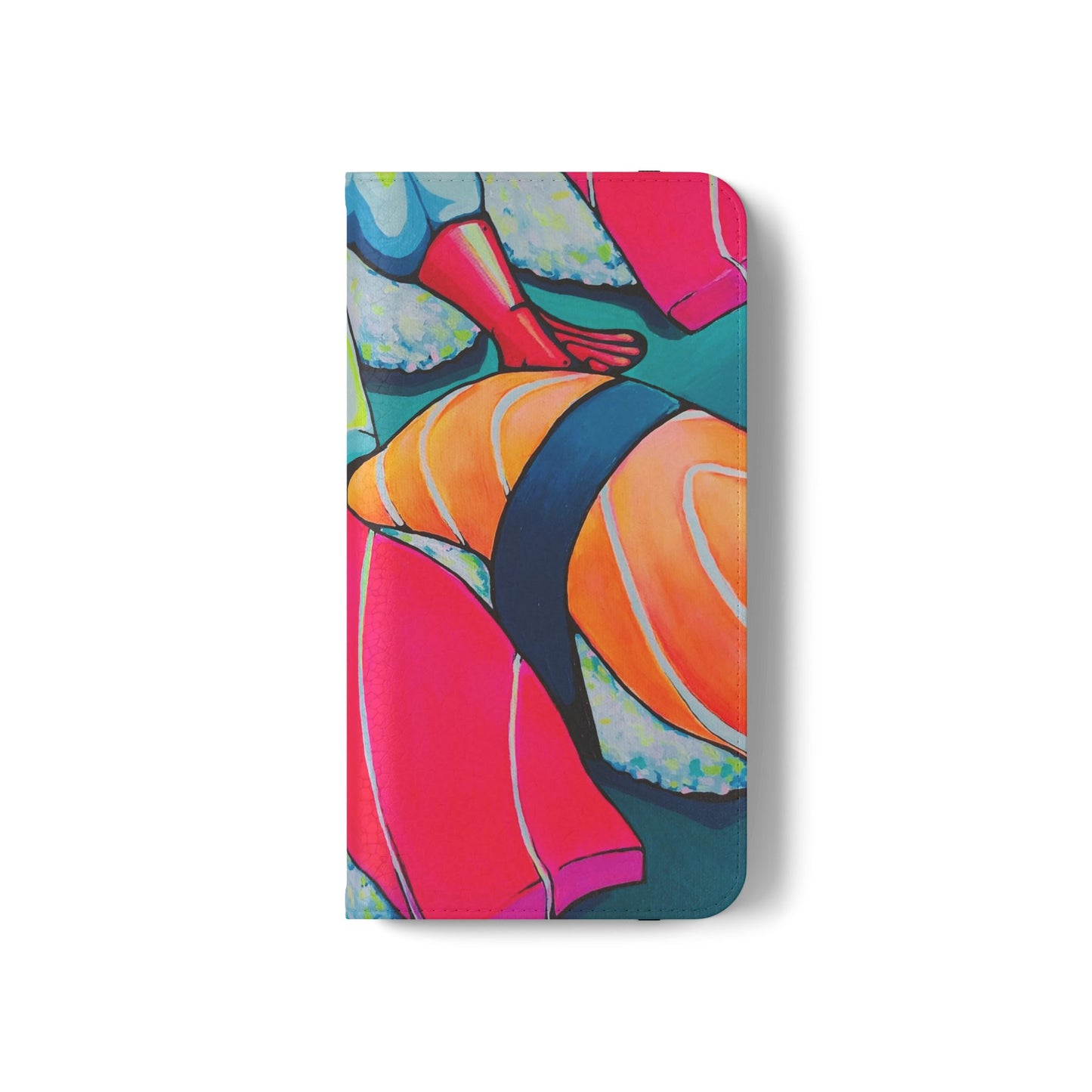 Neon Sushi Flip Phone Case – Wallet Cover with Card Slots
