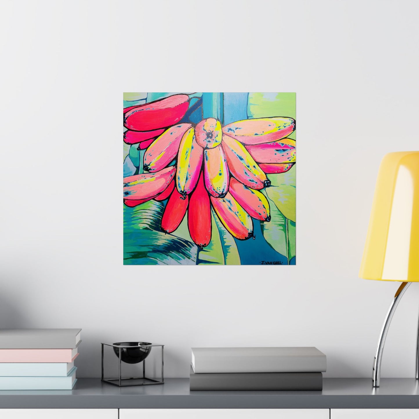 Neon Primitivo Bananas Giclée Art Poster