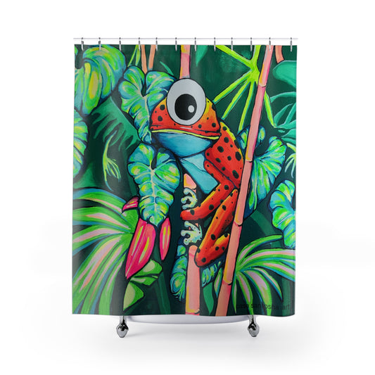 Cyclops Red Frog Pop Art Shower Curtain