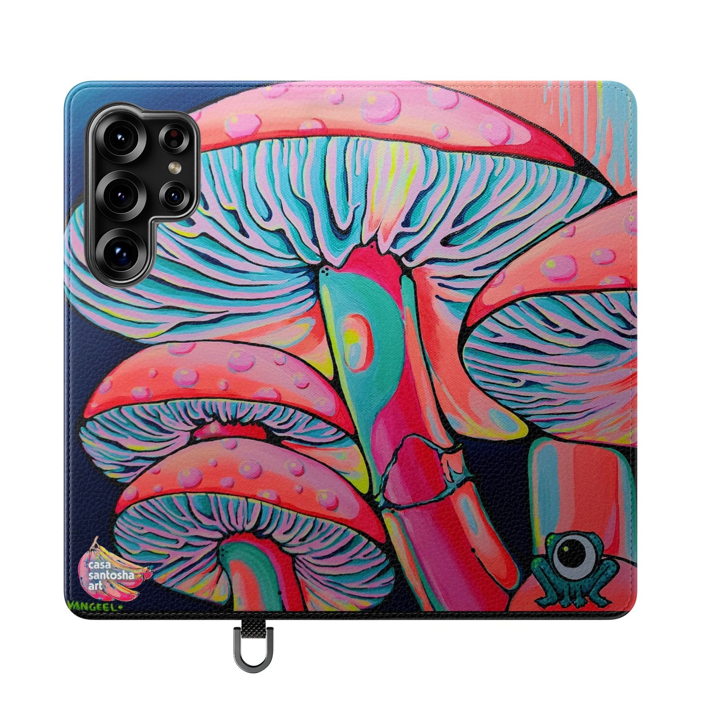 Trippy Mushrooms Flip Phone Case – Wallet Cover with Card Slots