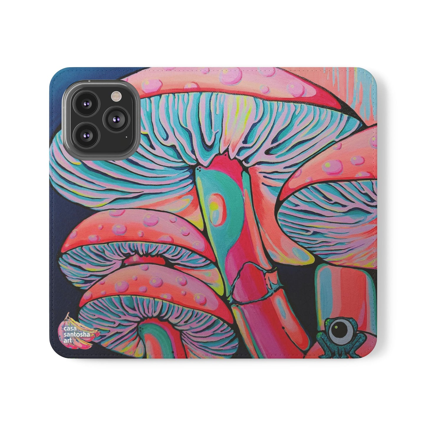 Trippy Mushrooms Flip Phone Case – Wallet Cover with Card Slots