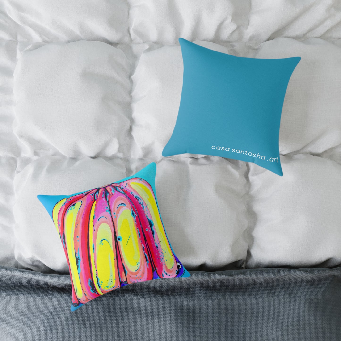 Neon Fat Bananas Art Canvas Decorative Pillow