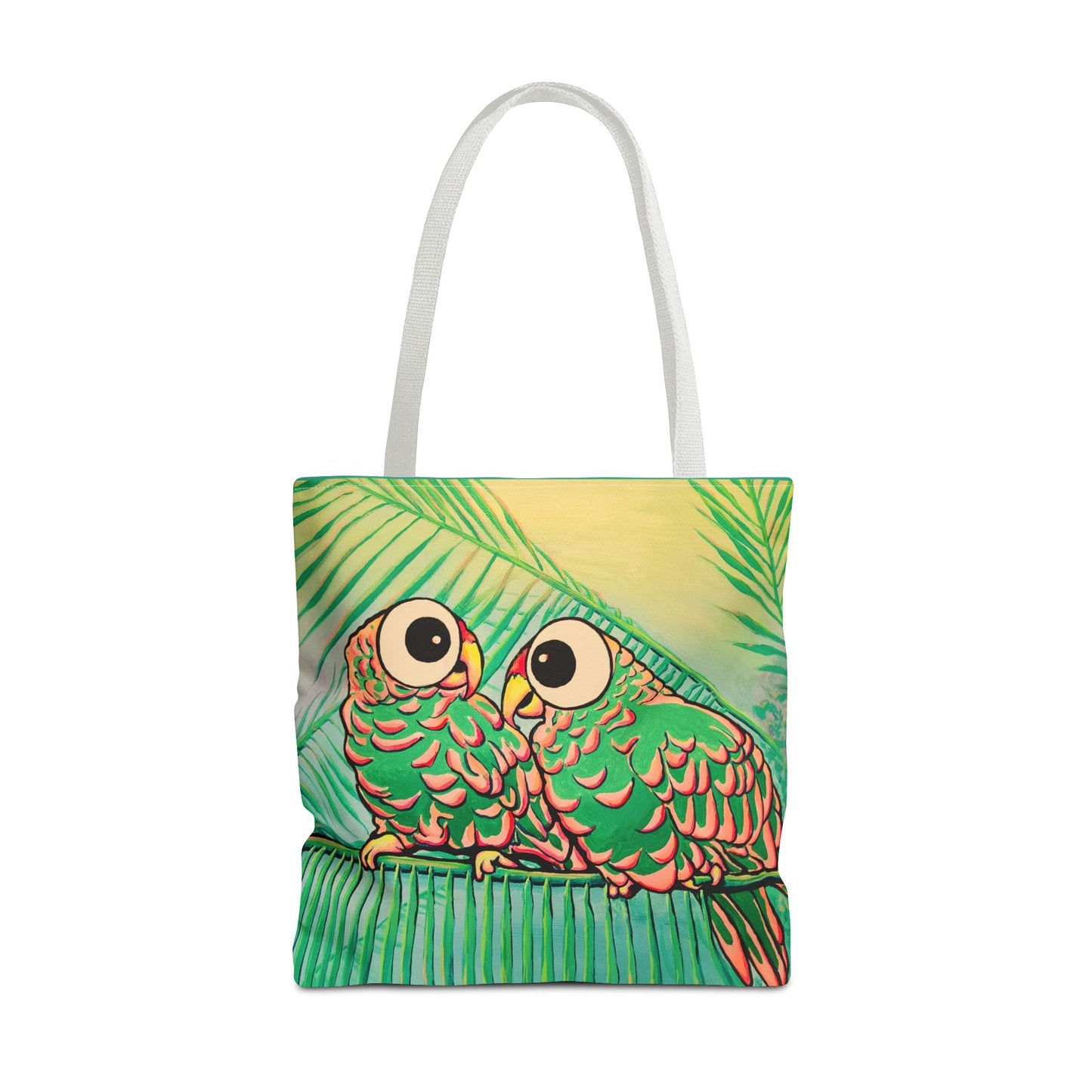Premium Chatty Cyclops Parrots Tote Bag, Original Artist Design, Reusable Shopping Tote,  Eco-Friendly