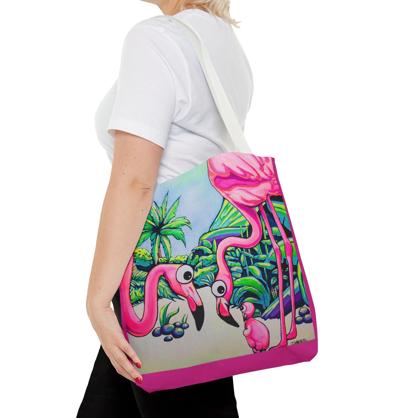 Premium Cyclops Flamingo Family Tote Bag, Original Artist Design, Reusable Shopping Tote,  Eco-Friendly