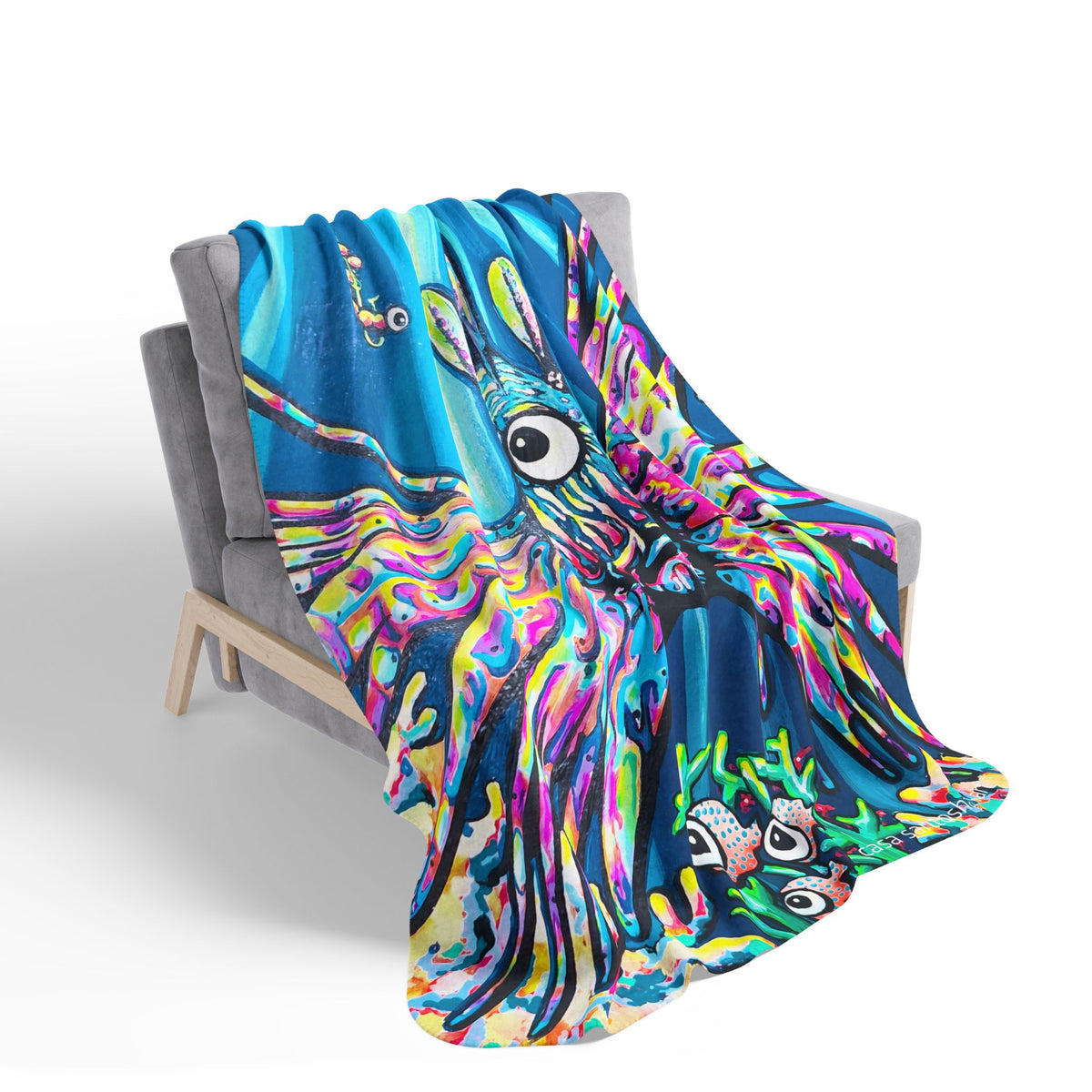 Cyclops Lionfish Fleece Sherpa Blanket