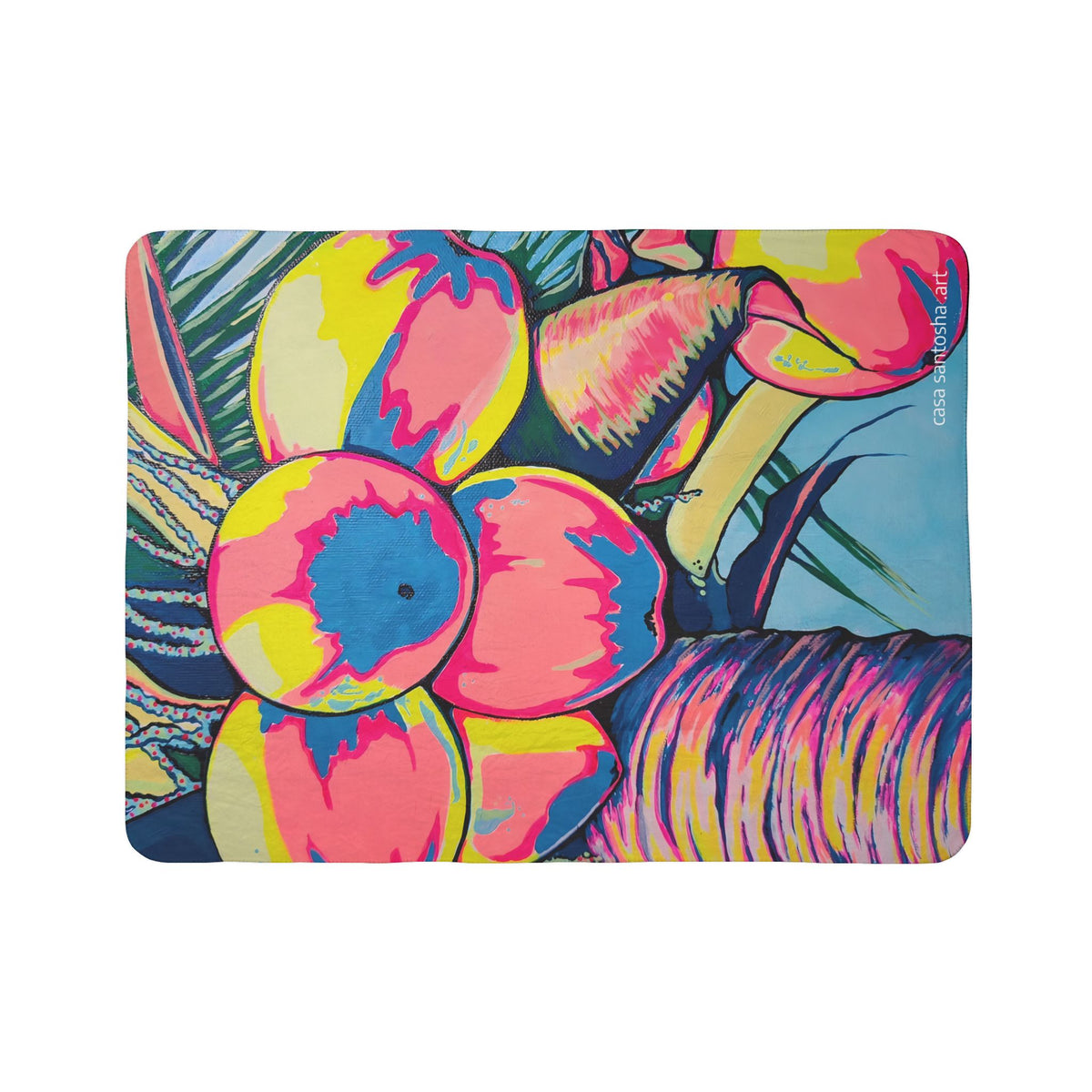 Neon Coconuts Fleece Sherpa Blanket