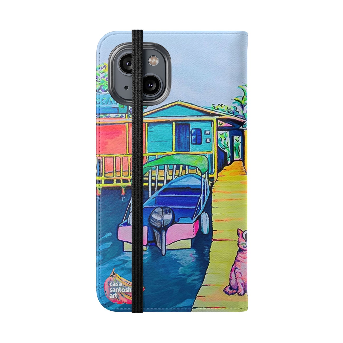 Cyclops Cat and Dog in Bocas Flip Phone Case – Wallet Cover with Card Slots