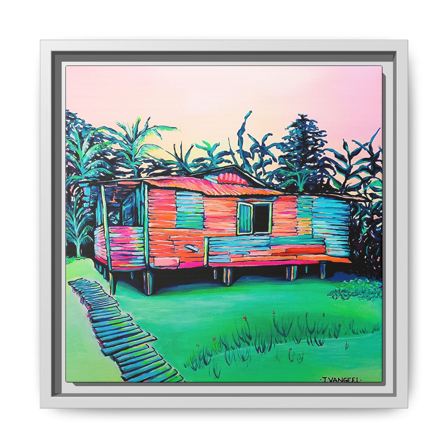 Framed Luis Russell House Bocas Canvas Print