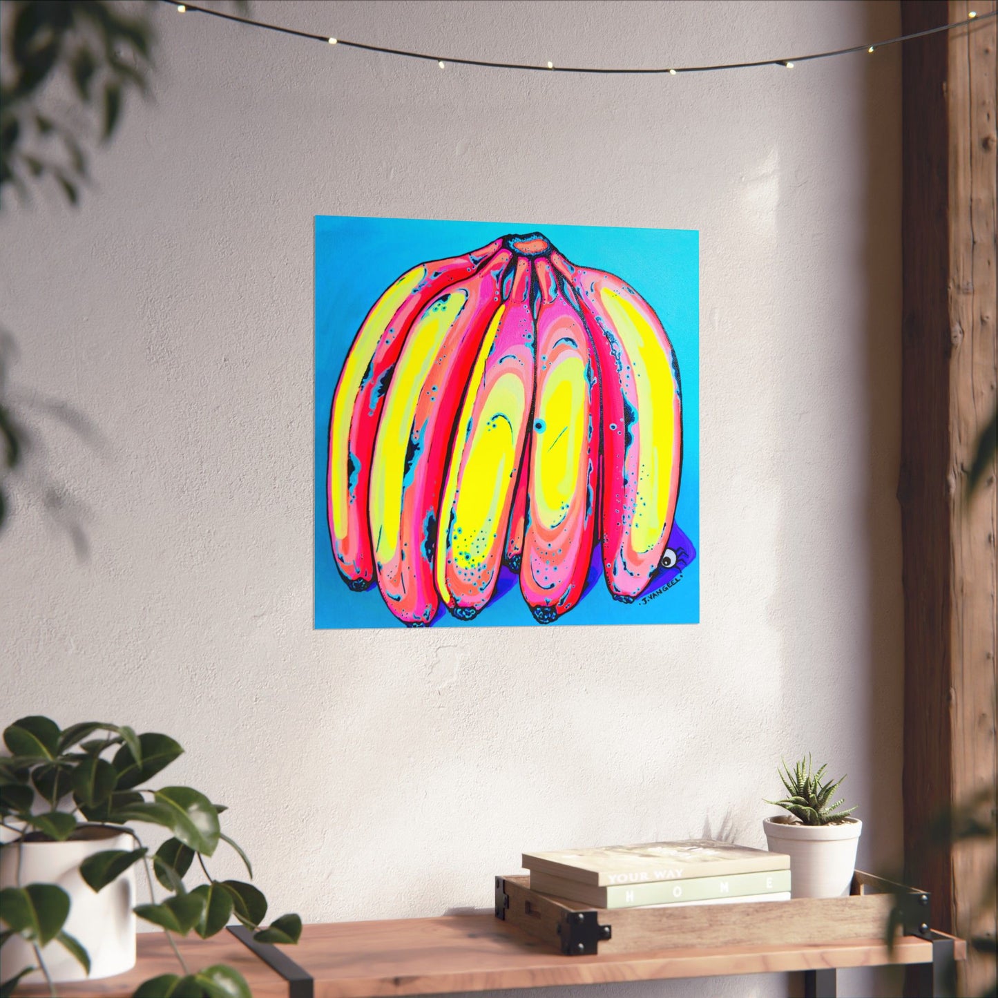 Neon Fat Bananas Giclée Art Poster