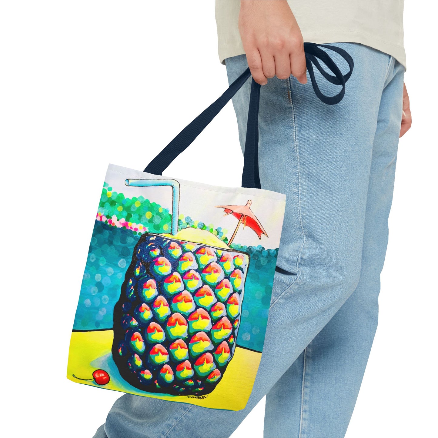 Premium Neon Piña Colada Tote Bag, Original Artist Design, Reusable Shopping Tote,  Eco-Friendly