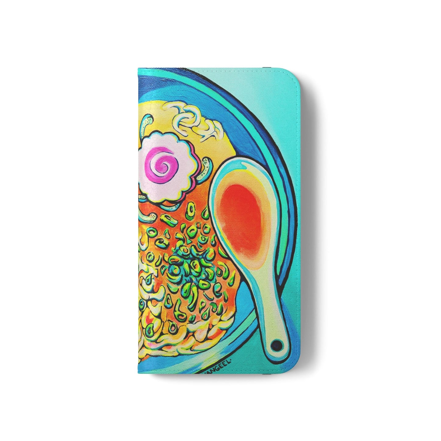 Neon Ramen Flip Phone Case – Wallet Cover with Card Slots