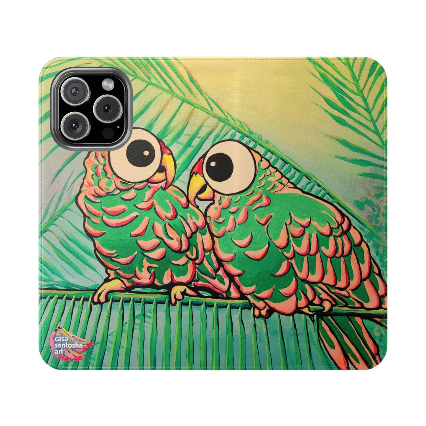 Chatty Cyclops Parrots Flip Phone Case – Wallet Cover with Card Slots