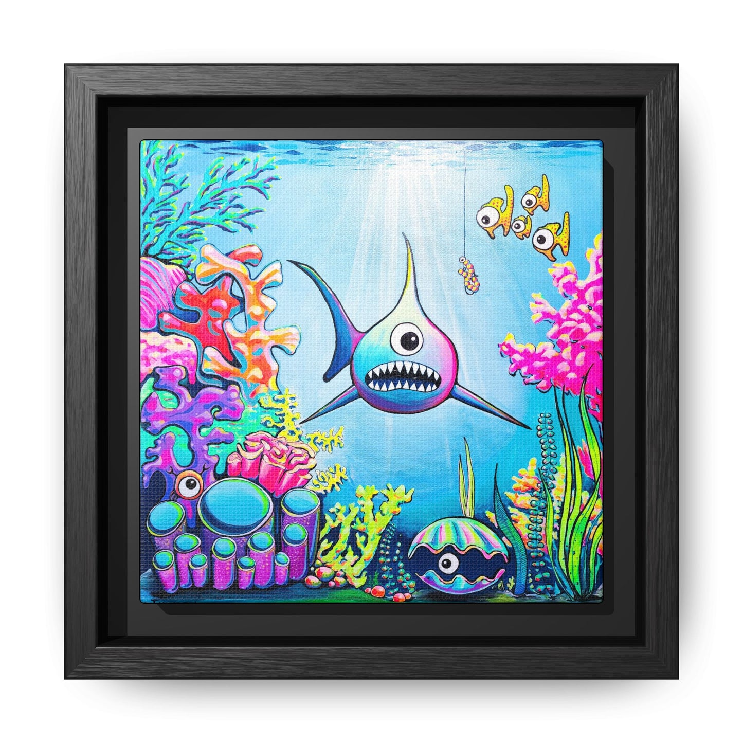 Framed Cyclops Shark Canvas Print