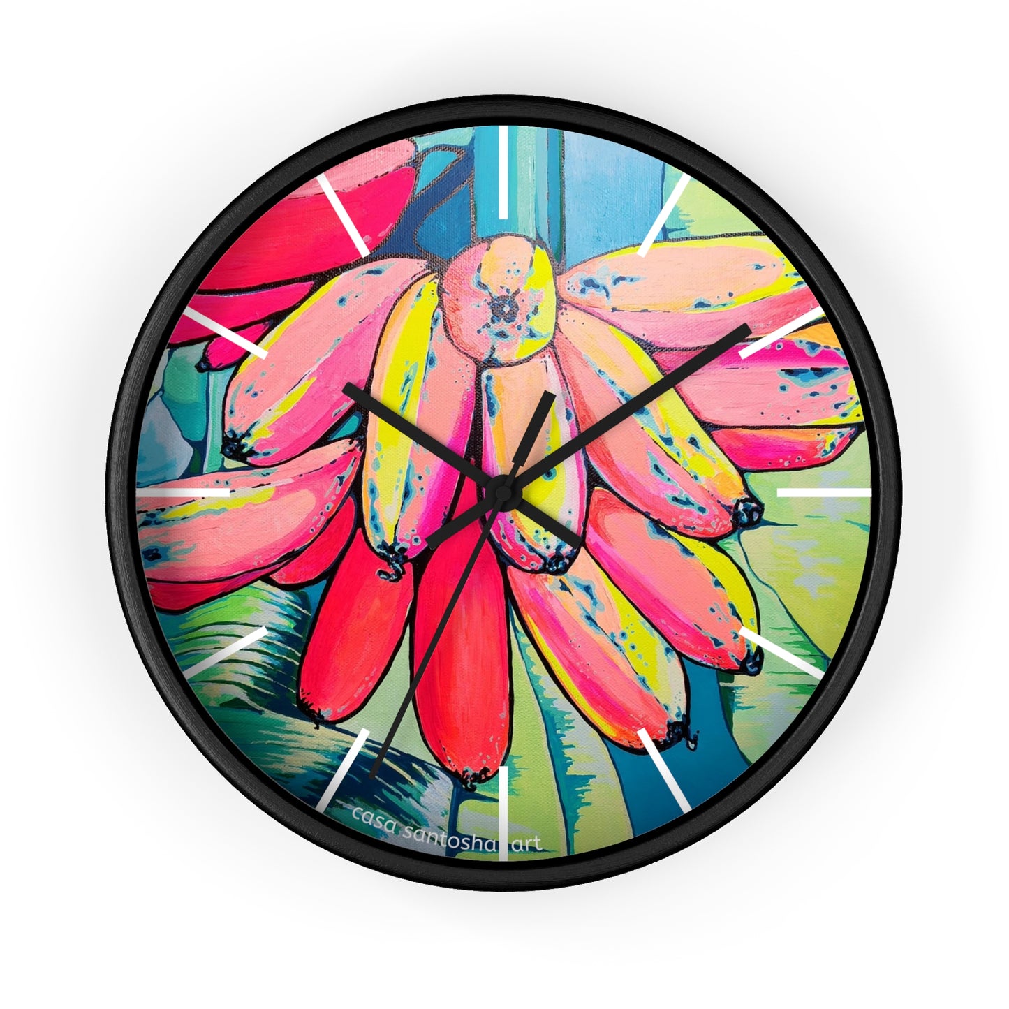Neon Primitivo Bananas Pop Art Wall Clock
