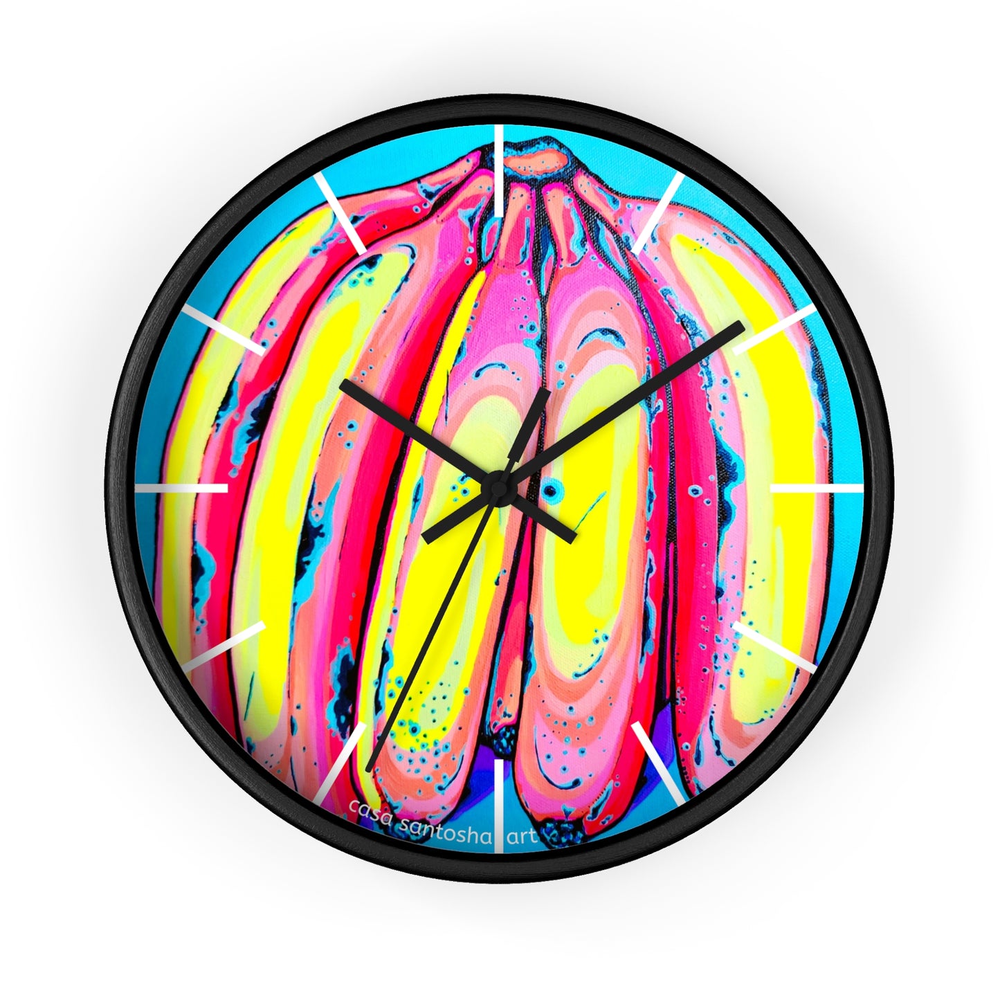 Neon Fat Bananas Pop Art Wall Clock