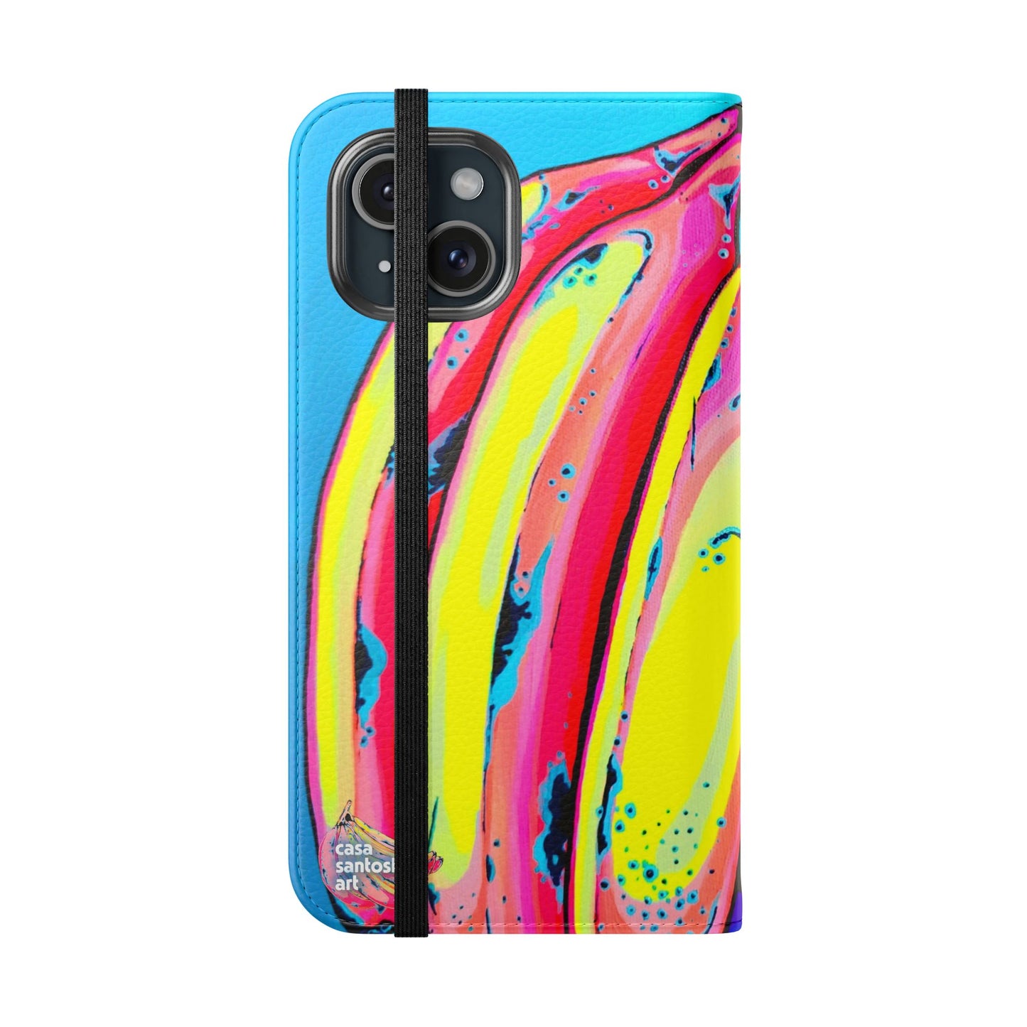 Neon Fat Bananas Flip Phone Case – Wallet Cover with Card Slots