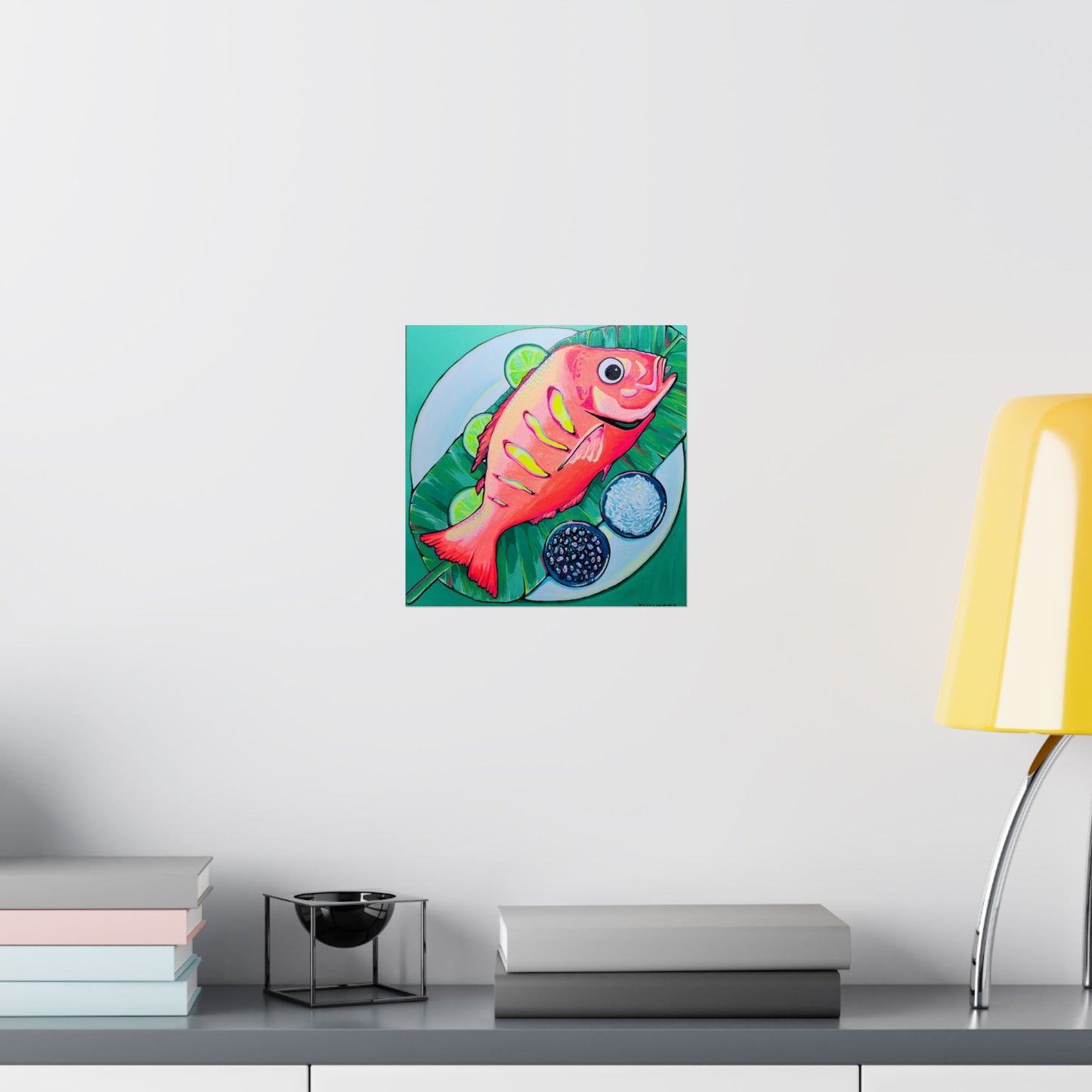 Neon Fried Fish Giclée Art Poster