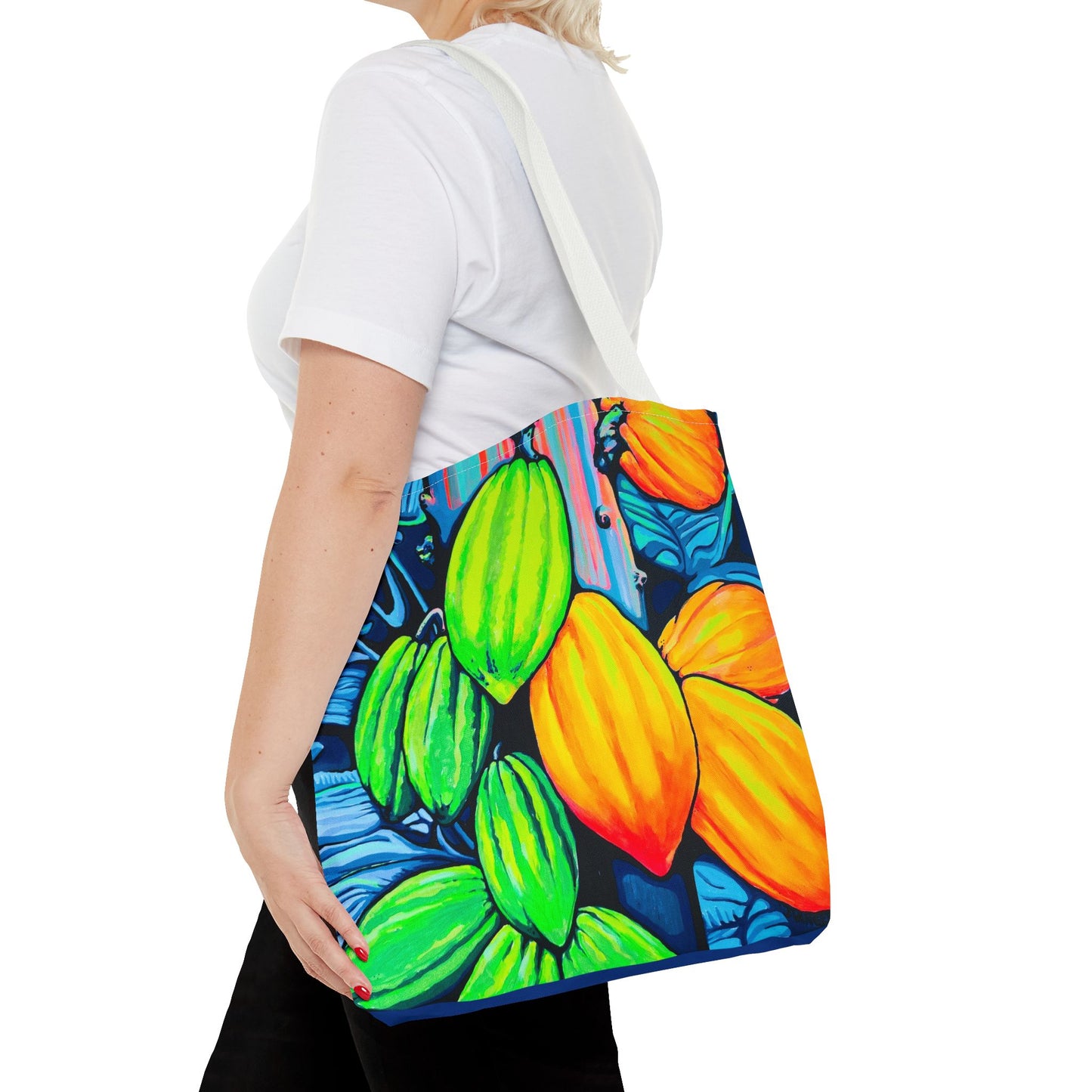 Premium Neon Cacao Tote Bag, Original Artist Design, Reusable Shopping Tote, Eco-Friendly