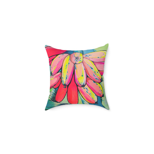 Neon Primitivo Bananas Art Canvas Decorative Pillow