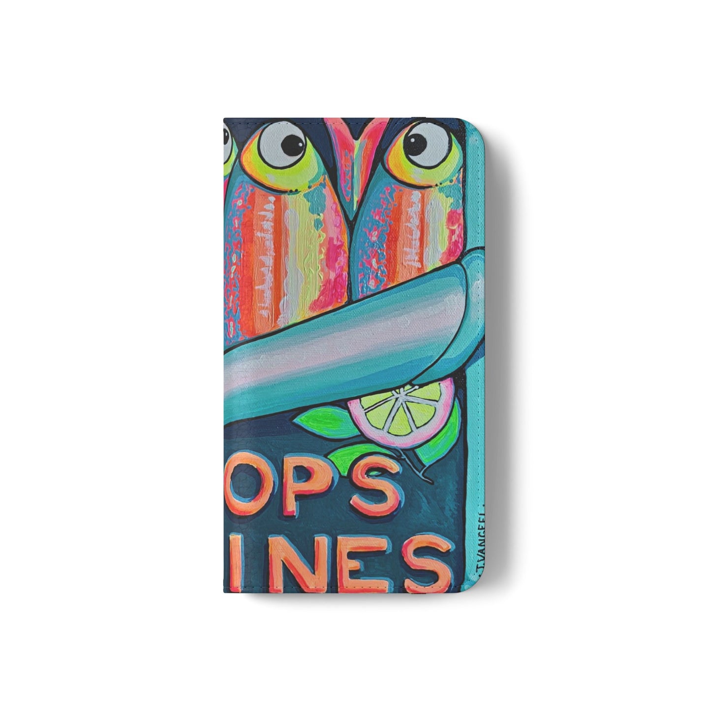 Neon Sardines Flip Phone Case – Wallet Cover with Card Slots