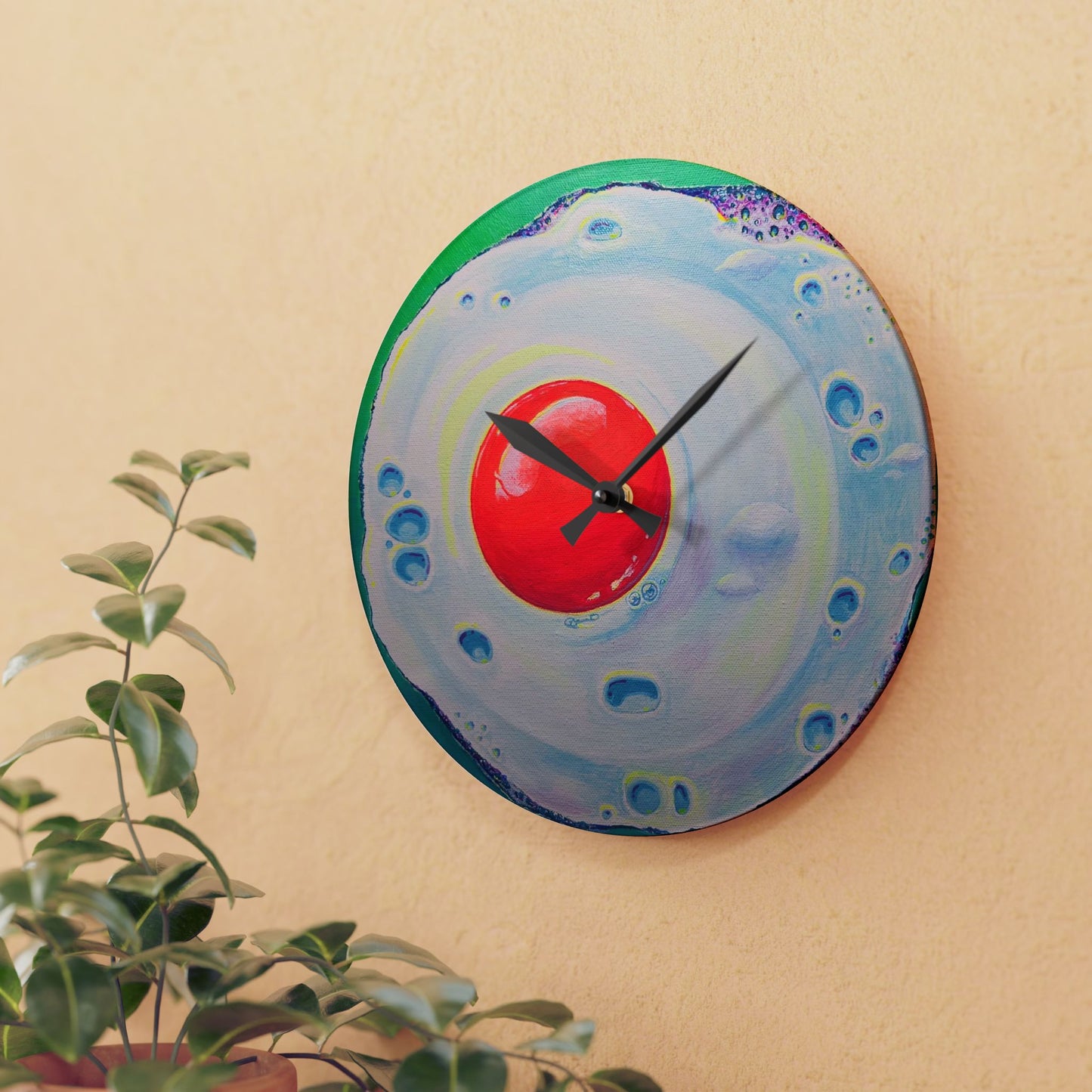 Neon Fried Egg Wall Clock