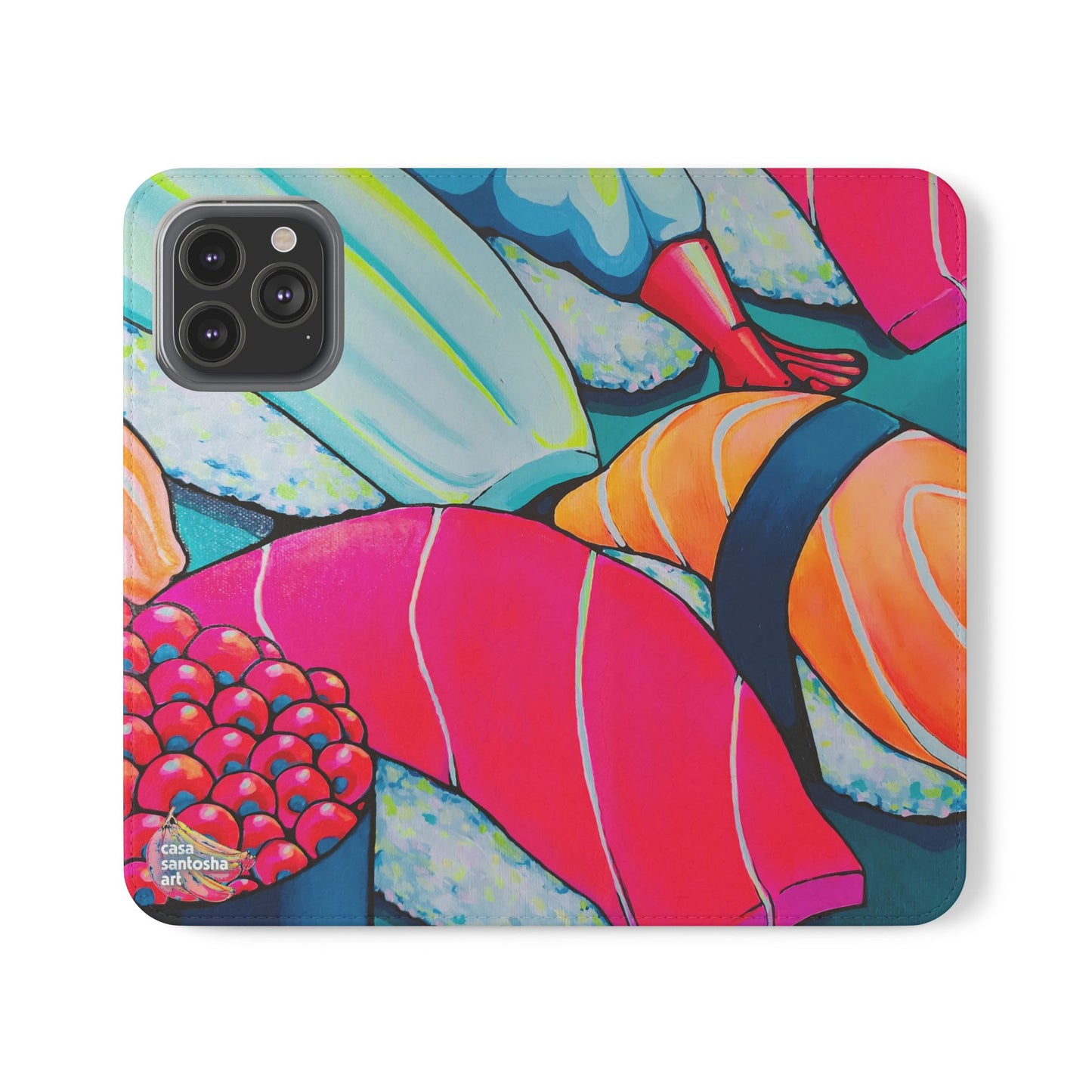 Étui portefeuille pour téléphone à clapet Neon Sushi avec porte-cartes