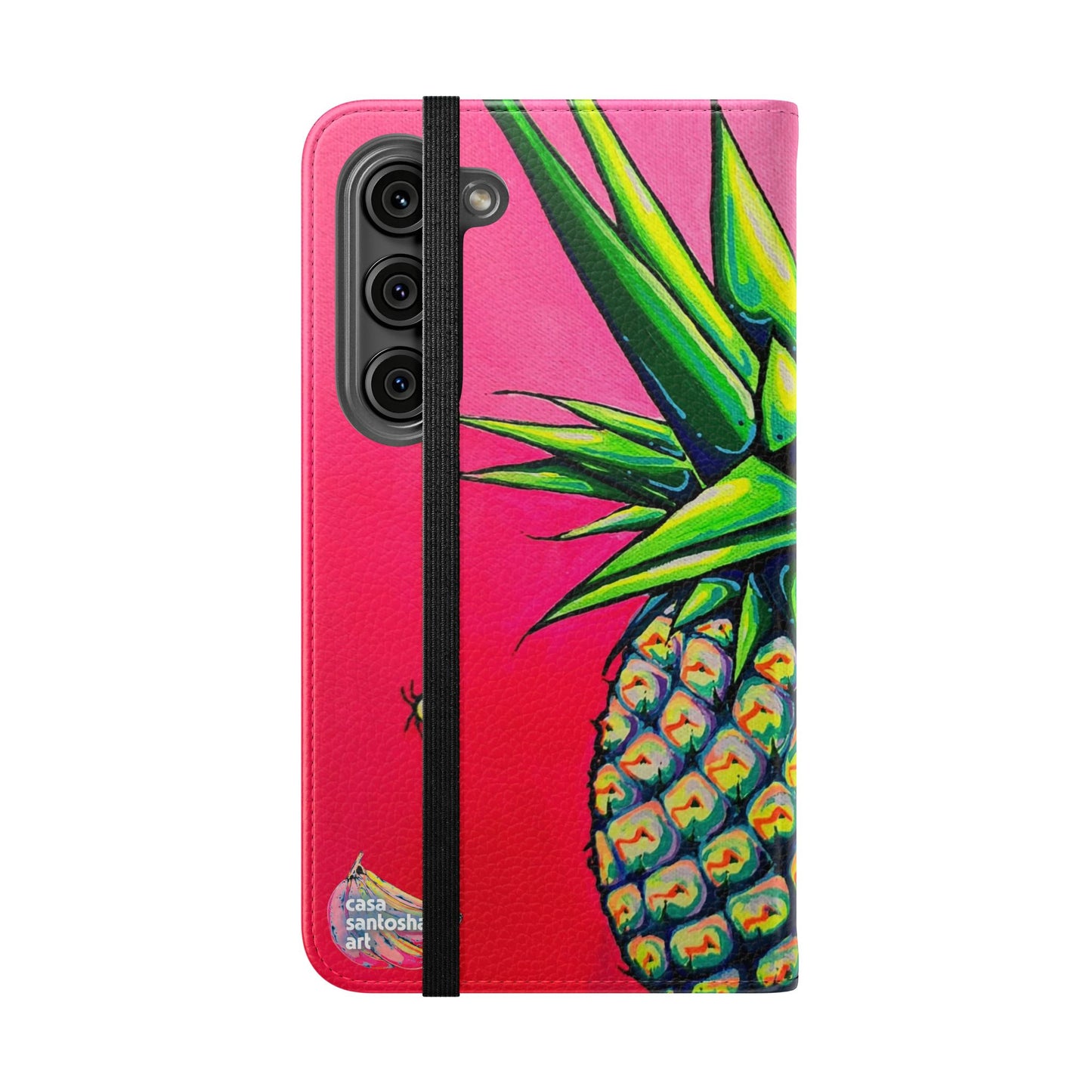 Neon Pineapple Flip Phone Case – Wallet Cover with Card Slots