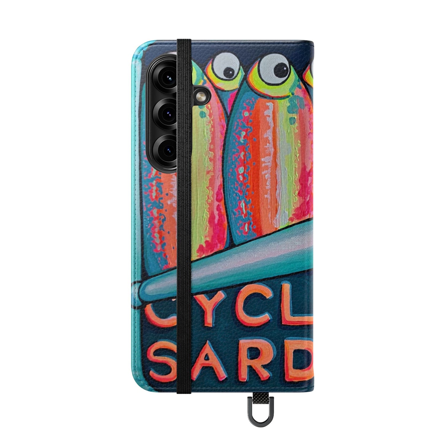 Neon Sardines Flip Phone Case – Wallet Cover with Card Slots