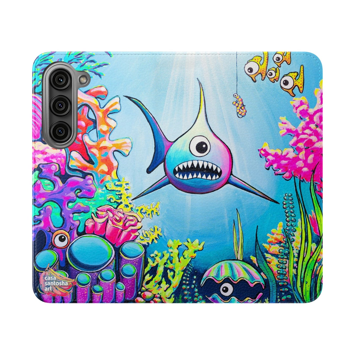 Cyclops Shark Flip Phone Case – Wallet Cover with Card Slots