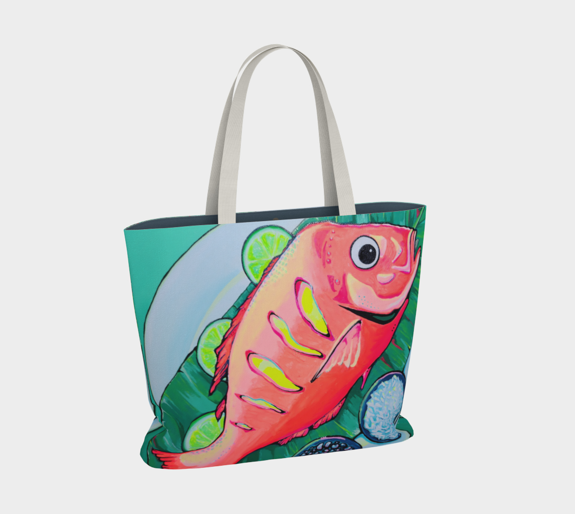 Neon Fried Fish Market Tote
