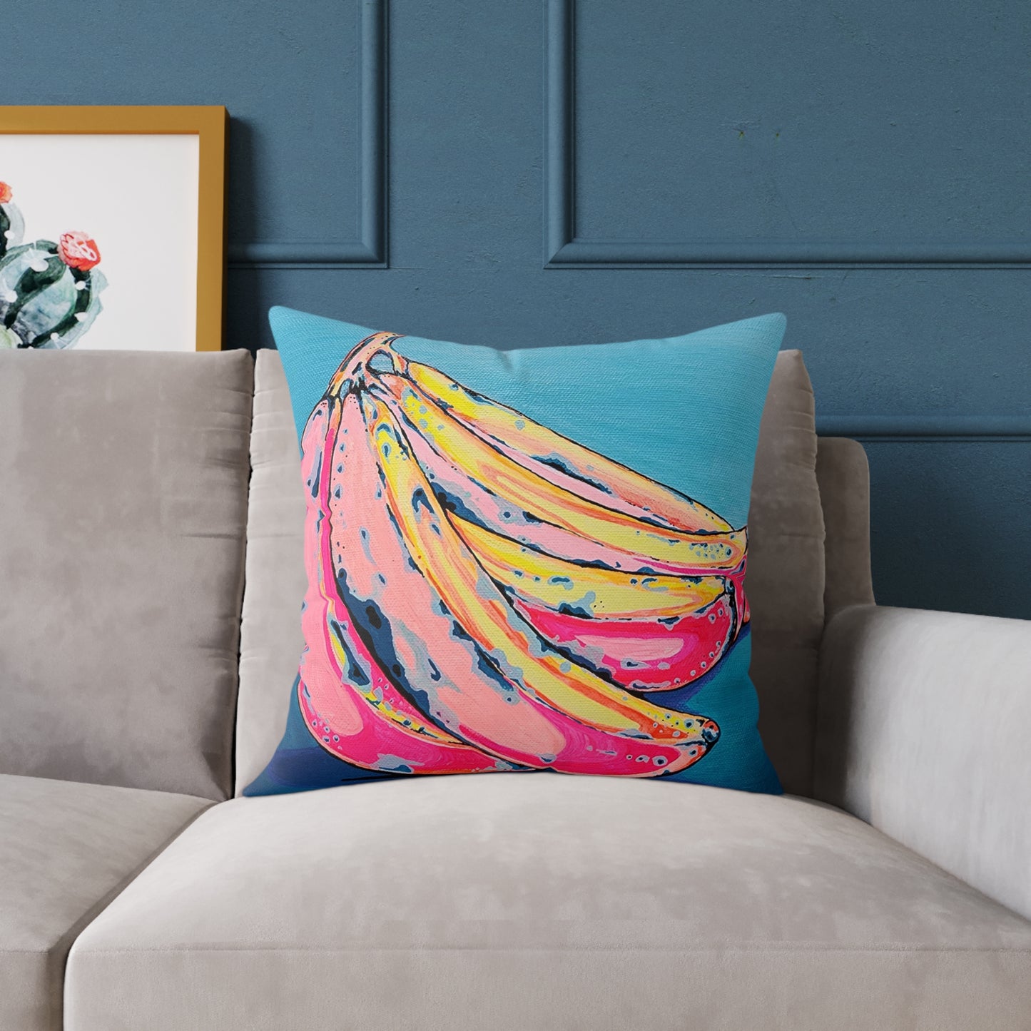 Neon Banana Art Canvas Decorative Pillow