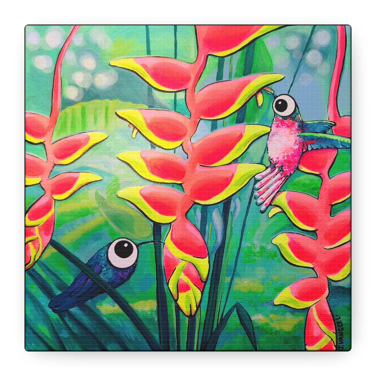 Cyclops Hummingbirds Original Canvas Art Print, Original Artist Design, Home Decor Wall Art
