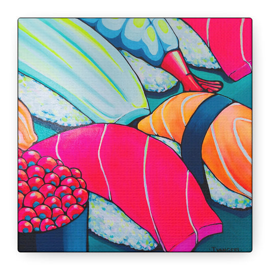 Neon Sushi Canvas Print, Original Artist Design, Home Decor, Wall Art
