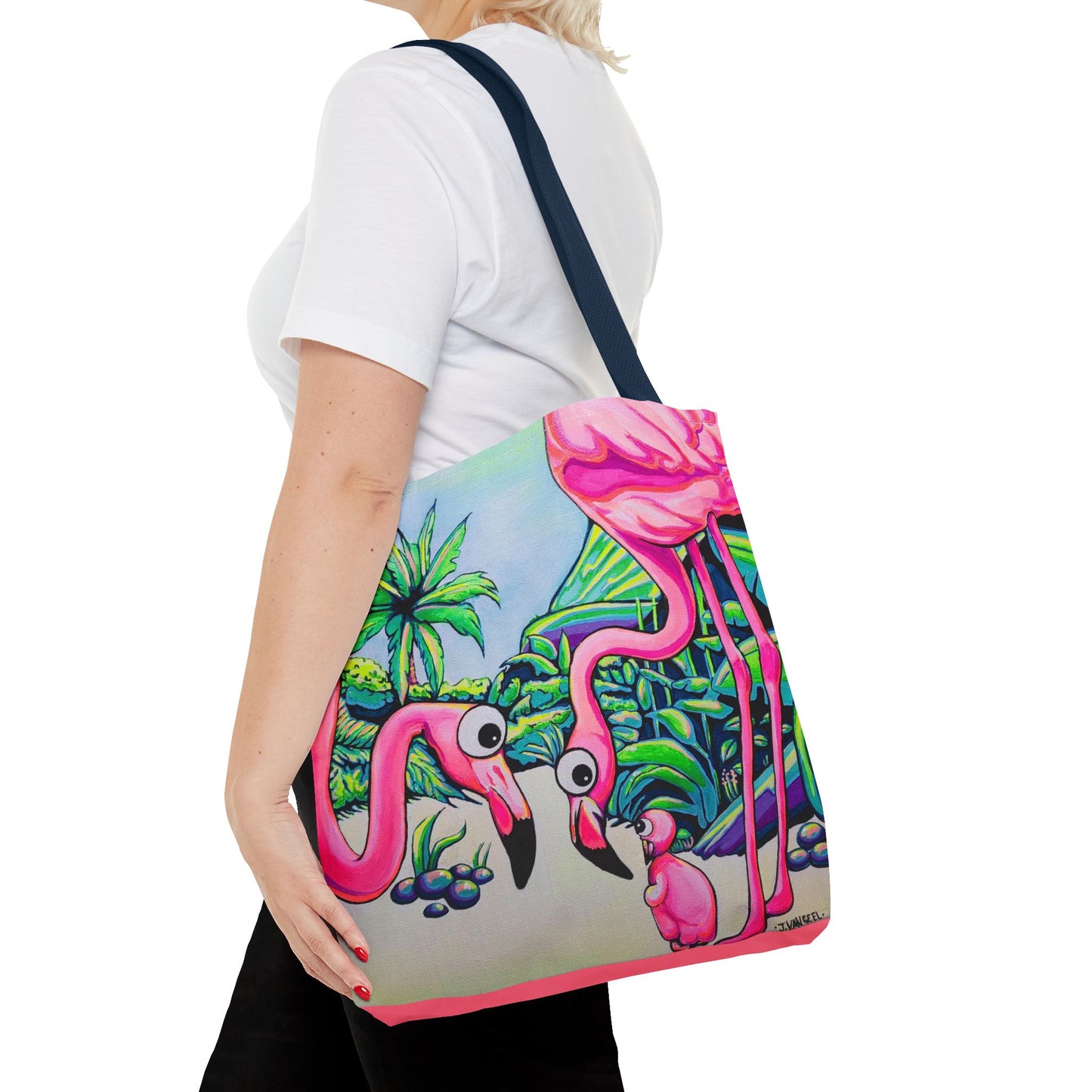 Premium Cyclops Flamingo Family Tote Bag, Original Artist Design, Reusable Shopping Tote,  Eco-Friendly
